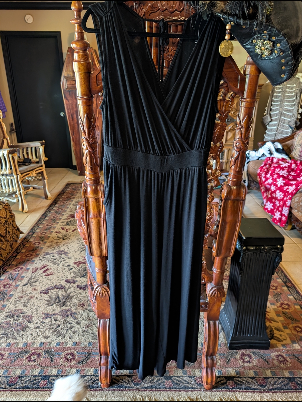 torrid Black V-Neck Sleeveless Wide-Leg Jumpsuit